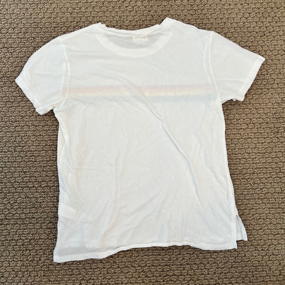 PST (by Project Social T) White T-shirt w Rainbow stripes Size Small - Picture 4 of 5